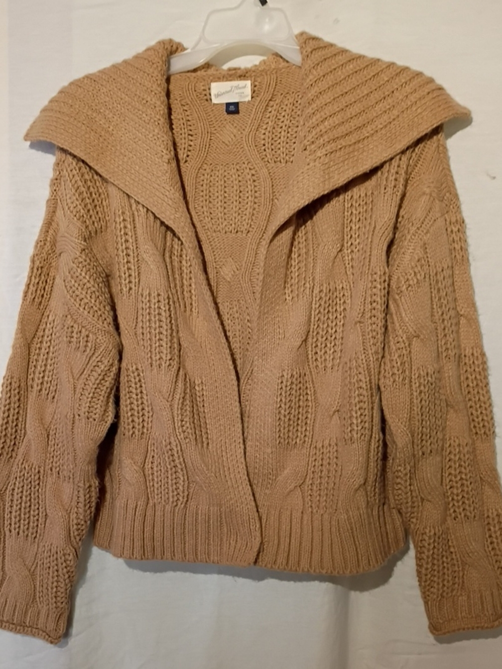 Universal Thread Chunky Cable Knit Shawl Collar Cardigan, Oversize Tan XXL, NWOT